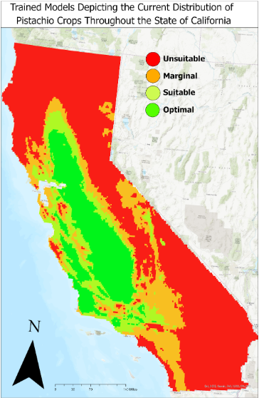Figure 1: Current distribution of pistachio crops in California